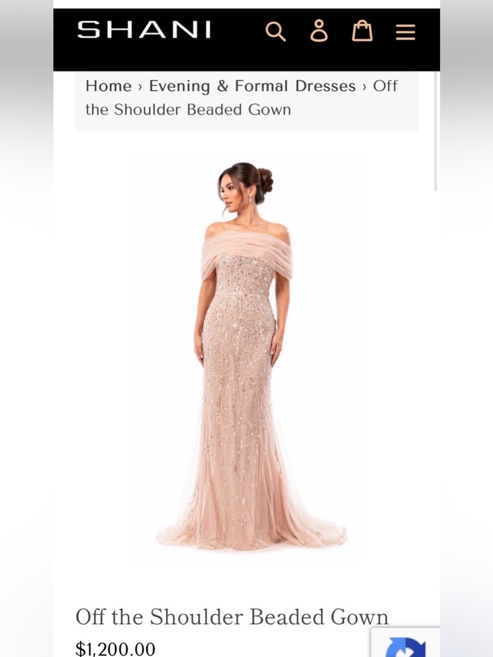 🎀Elegant Blush Off-Shoulder Beaded Evening Gown